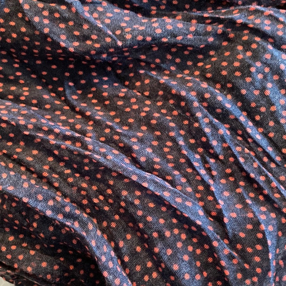 Navy with pink polka dots infinity scarf